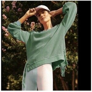 Anthropologie Saturday Sunday Aliana Kelly Green Waffle Knit Top Tie Sides XS